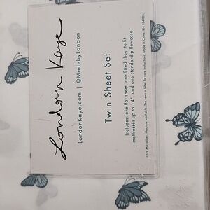 London Kaye Butterflies Twin Sheet Set Student Teen Apt Dorm Room